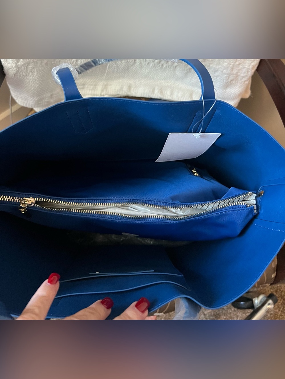 CWH Blue Women's Tote Bag - Spacious Everyday Shoulder Bag - Picture 9 of 14